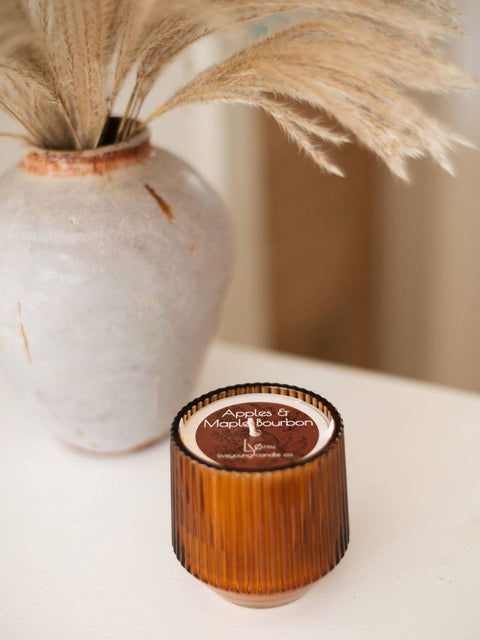 Cozy Sweater Candle in Ribbed Amber Jar