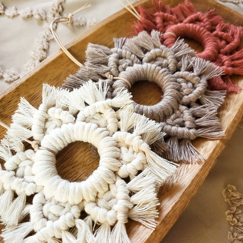 Macrame Snowflake Ornament: White