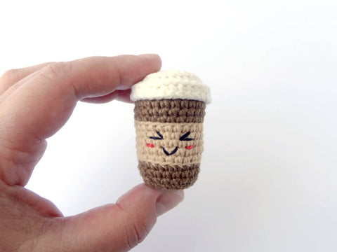 Crochet Tiny Latte Coffee Cup Charm
