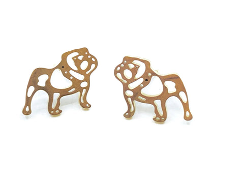 Bulldog Earrings | Gold Stainless Steel Bulldogs