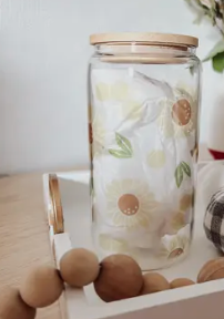 Can Glass w/ Bamboo Lid