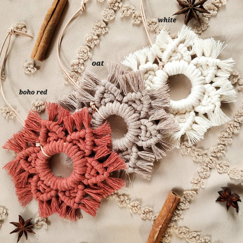 Macrame Snowflake Ornament: White