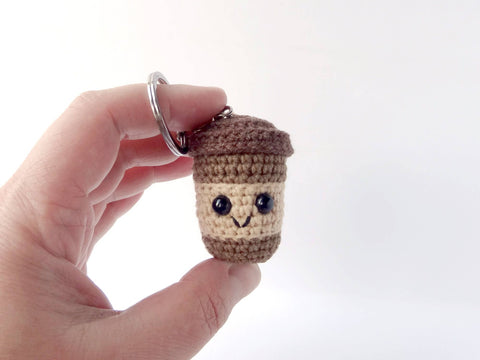 Crochet Tiny Latte Coffee Cup Charm