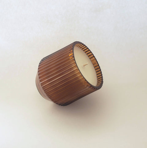 Cozy Sweater Candle in Ribbed Amber Jar