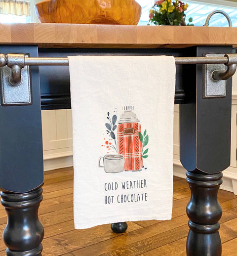 Cold Weather, Hot Chocolate Winter Tea Towel