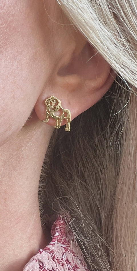 Bulldog Earrings | Gold Stainless Steel Bulldogs