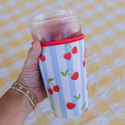 Cherry Striped Drink Sleeve