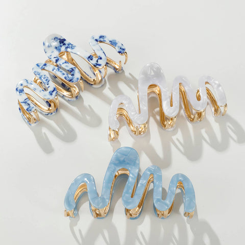 Coastal Squiggle Metal Hair Claw Large