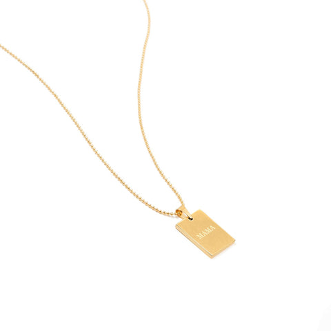 Gold Mama Tag Pendant Necklace | Waterproof