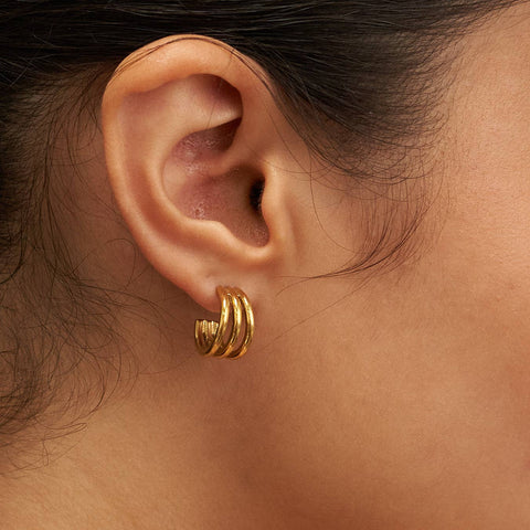Gold-filled Triple Mini Hoops | Waterproof