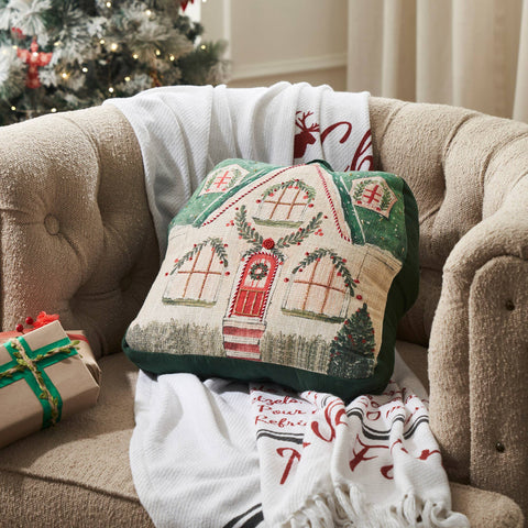 Enchanted Winter Cottage Pillow