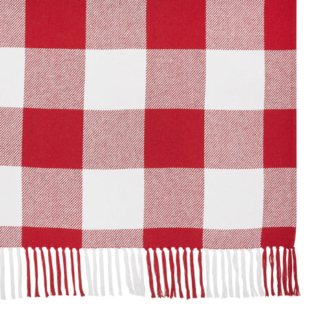 Red Check Woven Throw