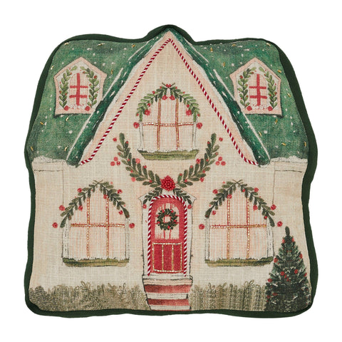 Enchanted Winter Cottage Pillow