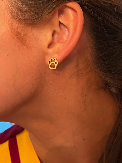 Open Paw Gold Stud Earrings