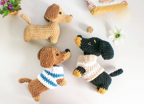 Crochet Dachshund in Sweater