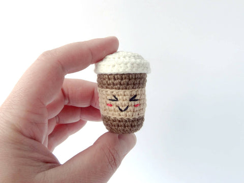 Crochet Tiny Latte Coffee Cup Charm
