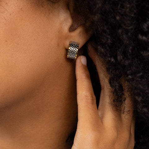 Two‑Tone Watch Hoop Earrings | Waterproof