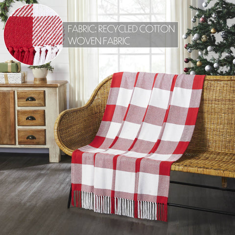 Red Check Woven Throw