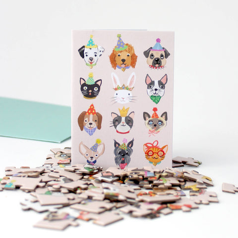 Party Animals Puzzle Greeting Card