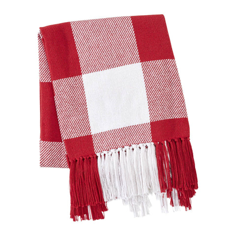 Red Check Woven Throw