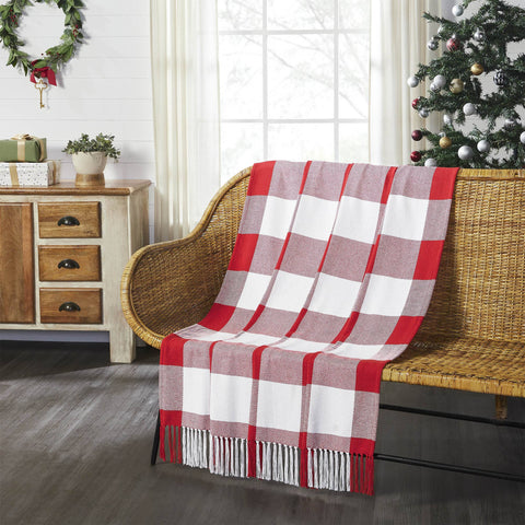 Red Check Woven Throw