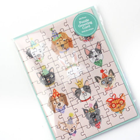 Party Animals Puzzle Greeting Card