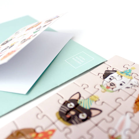 Party Animals Puzzle Greeting Card