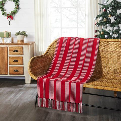 Cozy Red Stripe Woven Throw