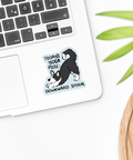 Sticker with a dog doing yoga illustration on a laptop