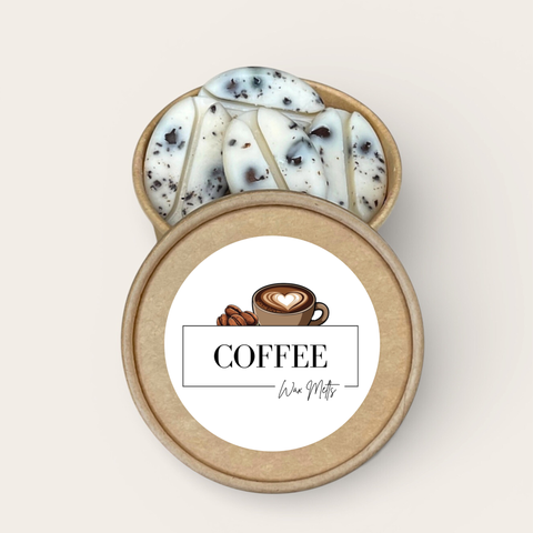 kraft container of coffee scented wax melts