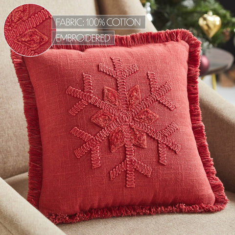 Red Snowflake Stone Washed Pillow
