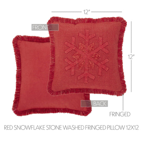 Red Snowflake Stone Washed Pillow