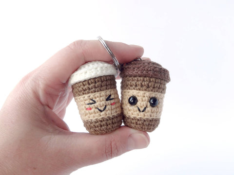 Crochet Tiny Latte Coffee Cup Charm