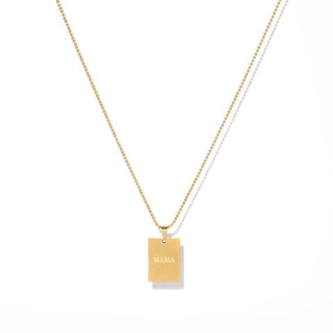 Gold Mama Tag Pendant Necklace | Waterproof