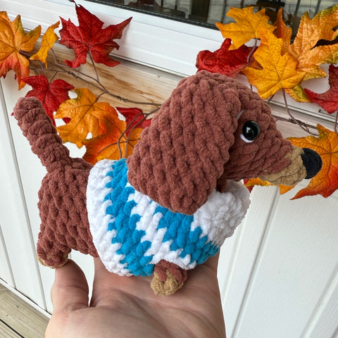 Crochet Dachshund in Sweater