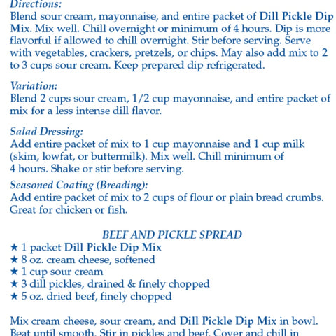 Dill Pickle Dip Mix