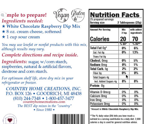 White Chocolate Raspberry Dip Mix