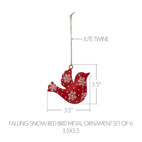 Snow Red Bird Metal Ornament