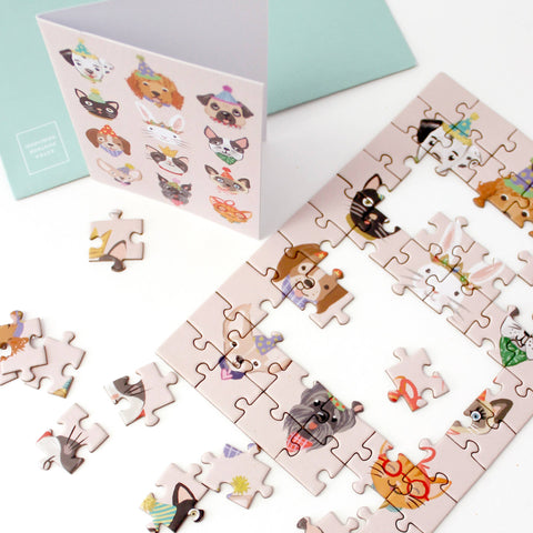 Party Animals Puzzle Greeting Card