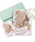 jigsaw puzzle card of gingerbread greeting card with printed card and envelope give the gift of a fun activity