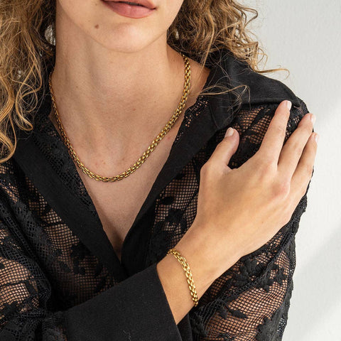 Gold Squared Chain Bracelet | Waterproof