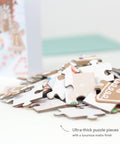 jigsaw puzzle card of gingerbread greeting card with printed card and envelope give the gift of a fun activity pile of puzzle pieces