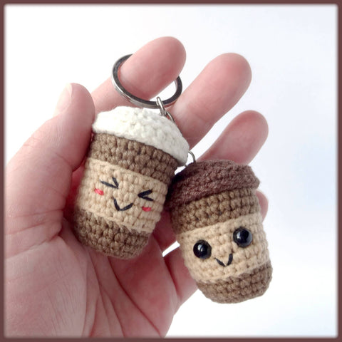 Crochet Tiny Latte Coffee Cup Charm