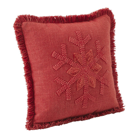 Red Snowflake Stone Washed Pillow