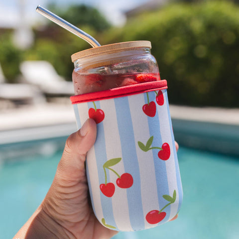 Cherry Striped Drink Sleeve