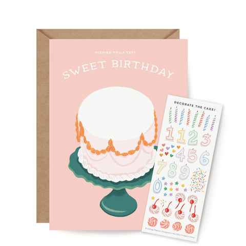 Decorate a Cake Birthday Sticker Card