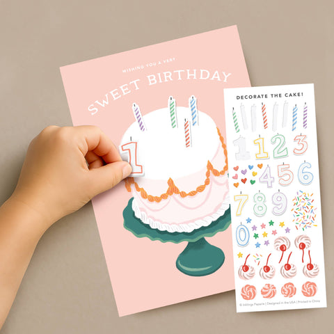 Decorate a Cake Birthday Sticker Card