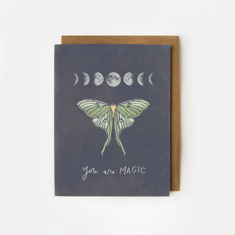 You are Magic Luna Moth Moon Phases Everyday Greeting Card